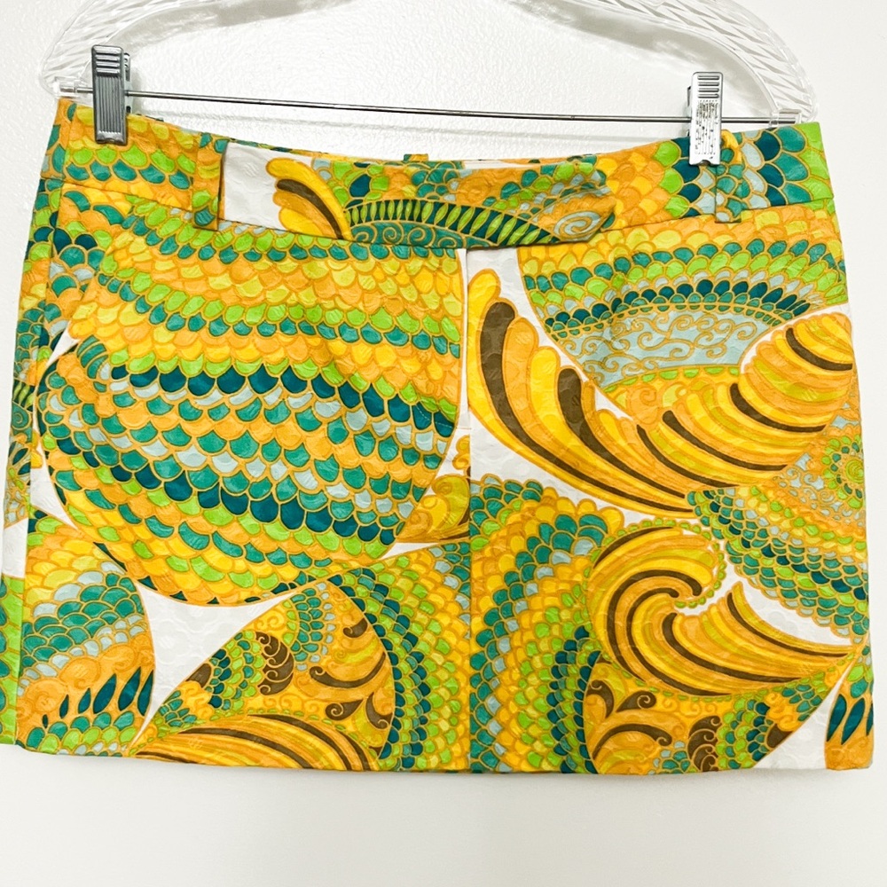 Trina Turk Skirt New Retro Psychedelic Paisley Yellow Green